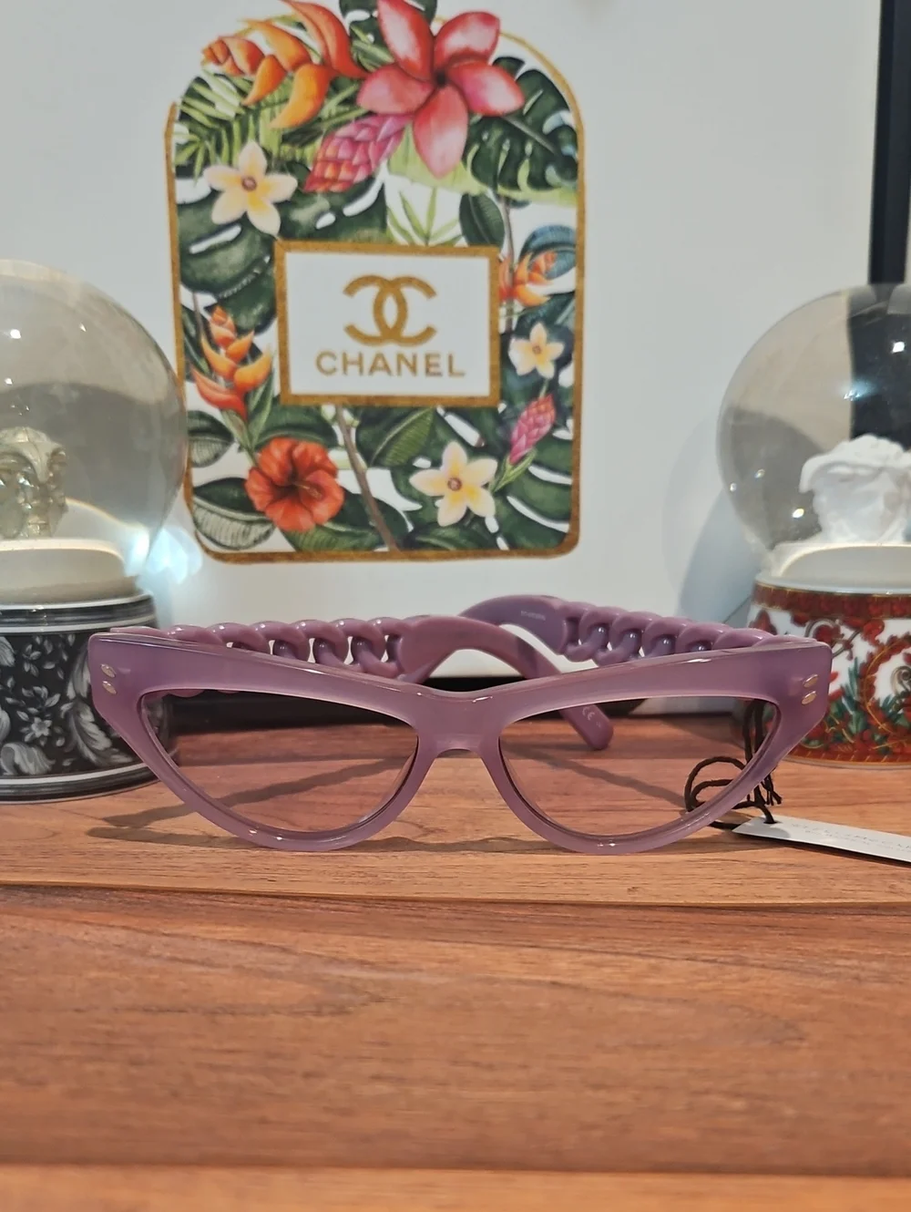 Stella McCartney Lilac Cat-Eye Sunglasses with Sculpted Temples